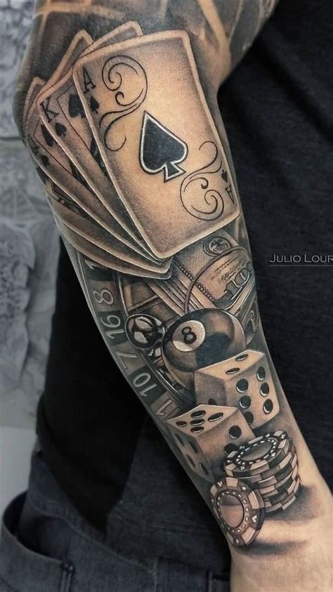 gambling tattoos black and white